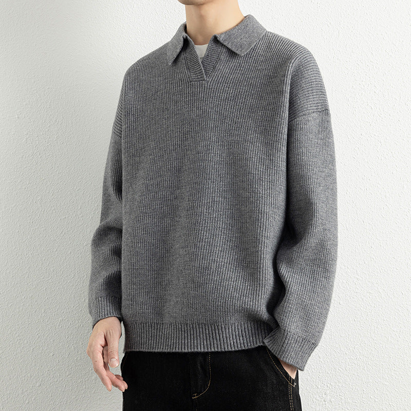 Herren lässiger Strickpullover mit modernem V-Ausschnitt und sportlichem Design