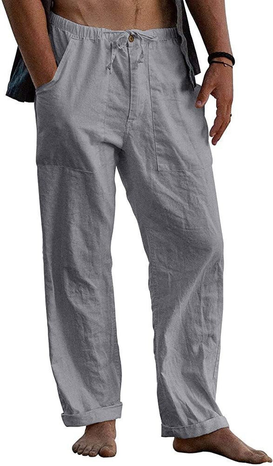 Herren Relaxed Fit Leinenhose mit elastischem Bund und praktischen Taschen R&B