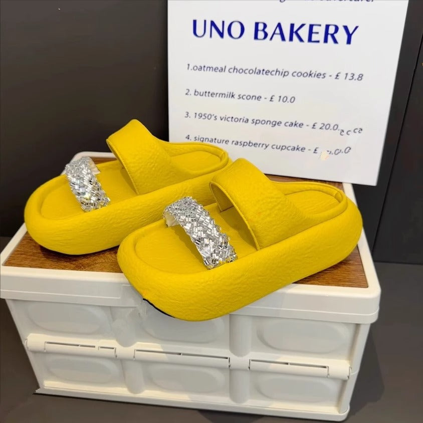 Damen modische Clogs mit eleganter Glitzerapplikation und bequemer Sohle R&B