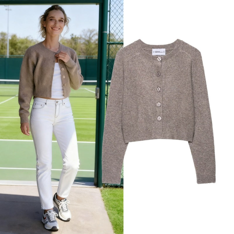 Damen Strickjacke mit Knopfleiste und lässigem Schnitt R&B