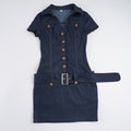 Damen Denim Kleid mit modernen Knopfdetails und taillierter Silhouette R&B