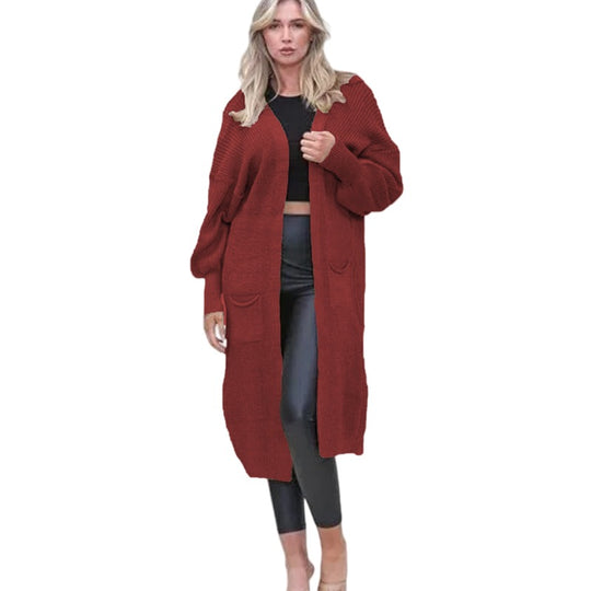 Damen Langarm-Strickcardigan mit edlem Strukturdesign und praktischen Taschen R&B