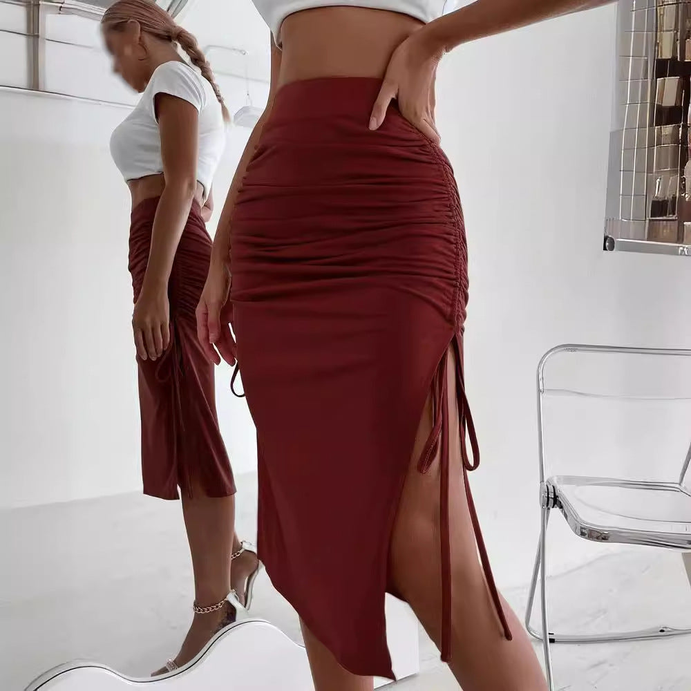 Damen Raffungssüskirt mit seitlichem Schlitz und verstellbarem Kordelzug R&B