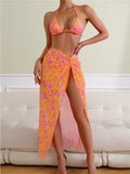 Damen Bikini mit floralem Muster und eleganter Strandumhüllung R&B