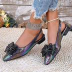 Damen Slingback-Schuhe mit funkelndem floralen Akzent und modischer Netzstruktur R&B