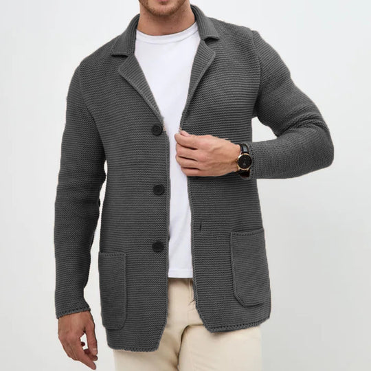 Herren Strickjacke mit warmem Schalkragen und praktischen Taschen R&B