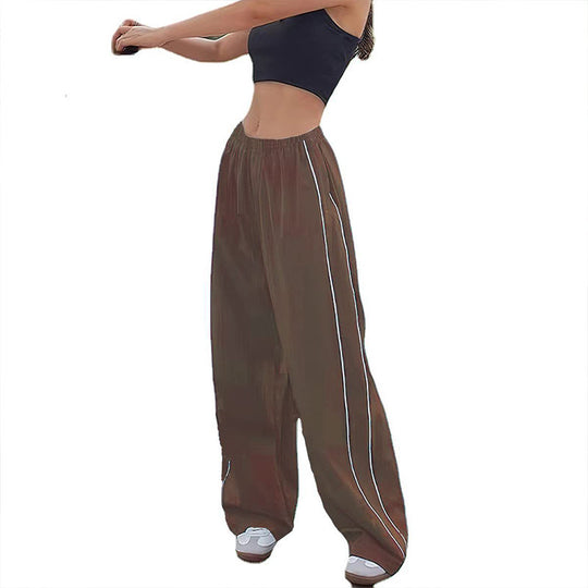 Damen Weite Satin-Hosen mit elastischem Bund R&B