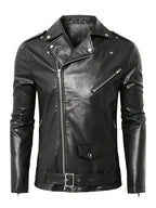 Herren Motorradjacke aus Leder mit asymmetrischem Zip R&B