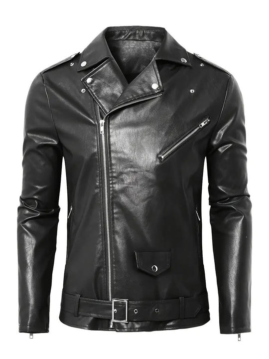 Herren Motorradjacke aus Leder mit asymmetrischem Zip R&B