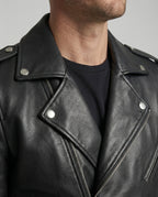 Herren Motorradjacke aus Leder mit asymmetrischem Zip R&B