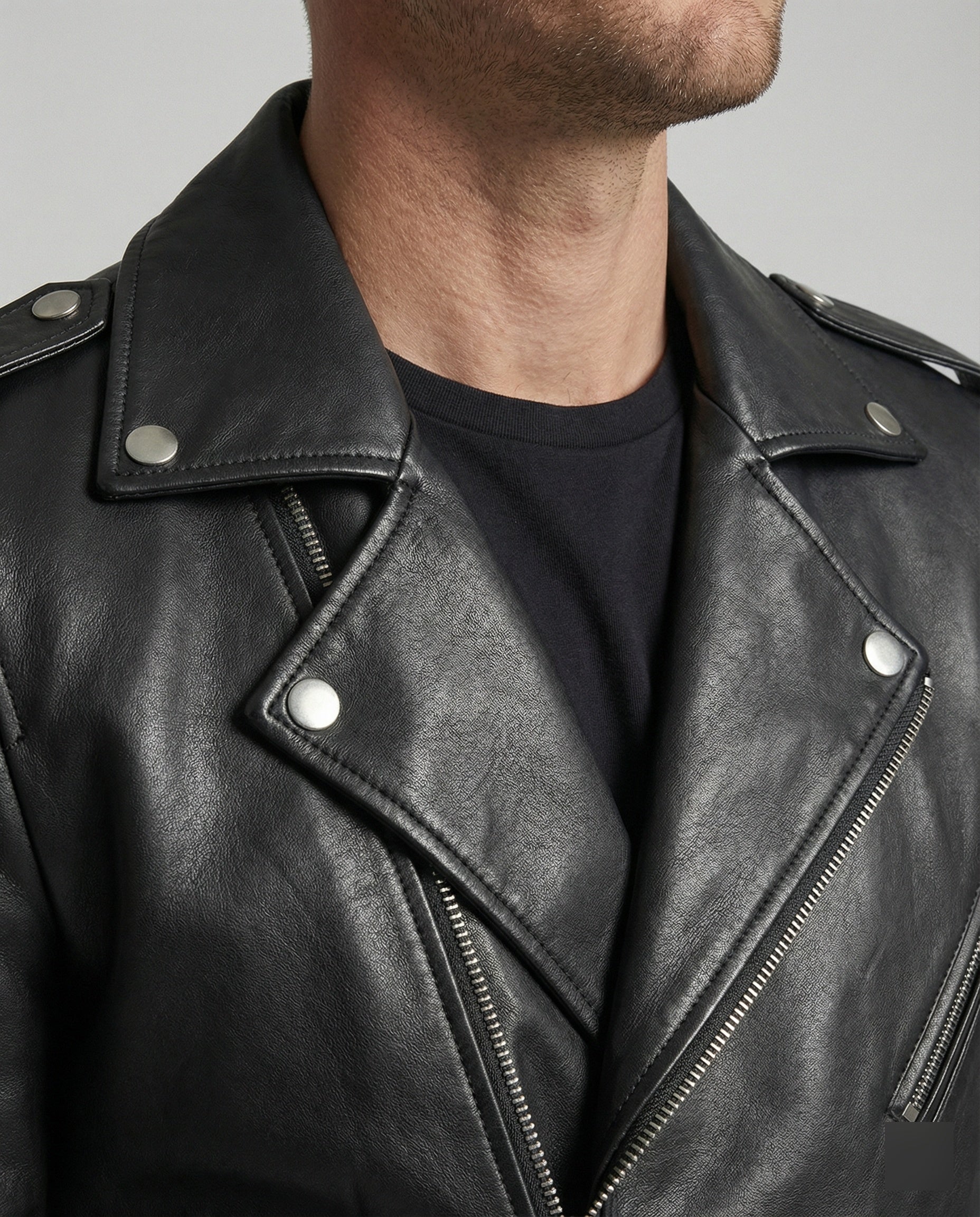 Herren Motorradjacke aus Leder mit asymmetrischem Zip R&B