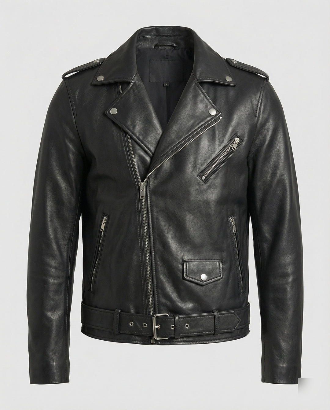 Herren Motorradjacke aus Leder mit asymmetrischem Zip R&B