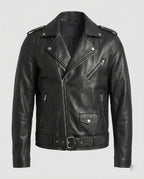Herren Motorradjacke aus Leder mit asymmetrischem Zip R&B