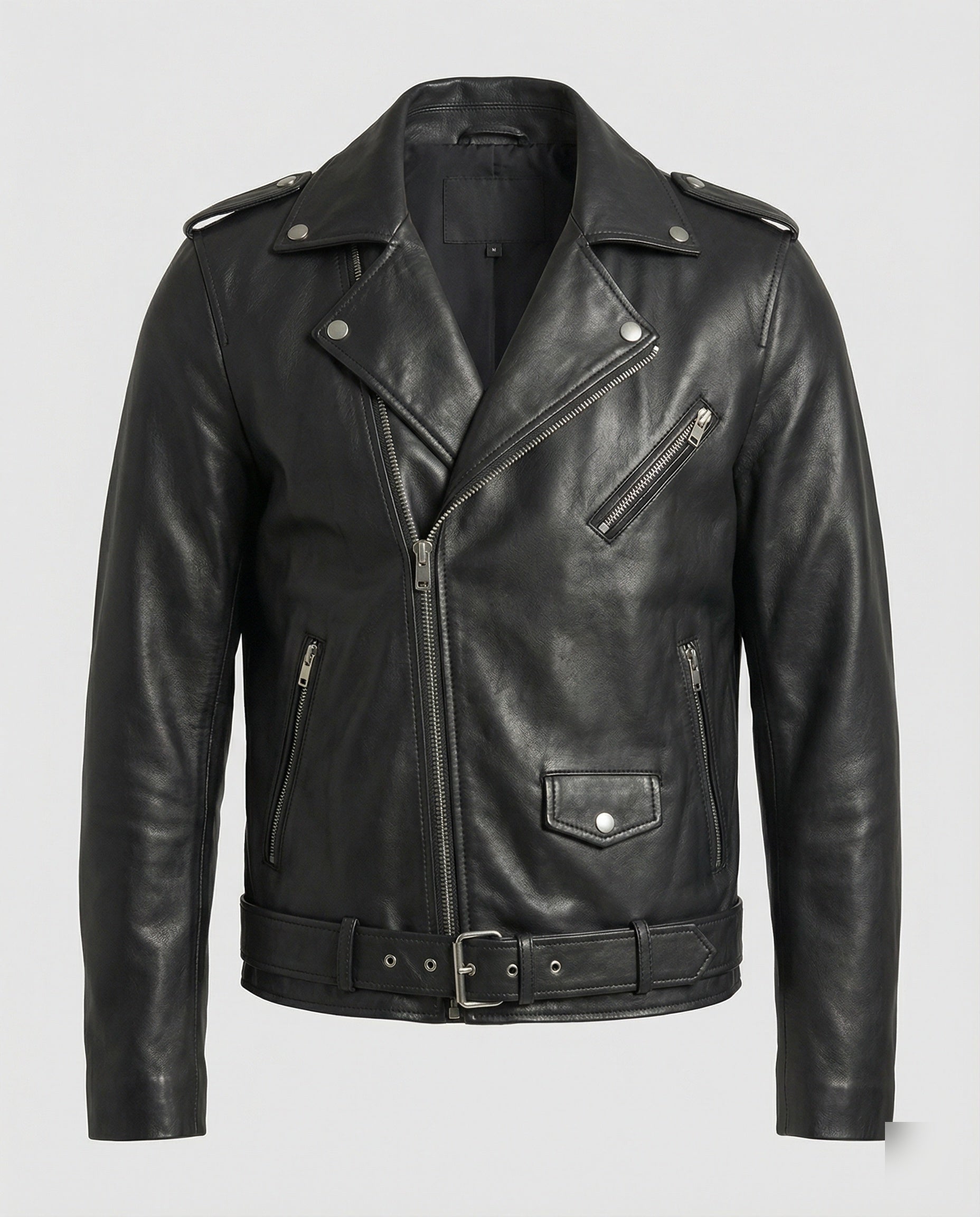 Herren Motorradjacke aus Leder mit asymmetrischem Zip R&B