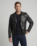 Herren Motorradjacke aus Leder mit asymmetrischem Zip R&B