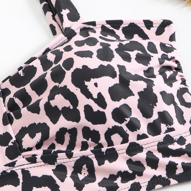 Damen Triangel-Bikini mit modischem Leopardenmuster und durchdachten Trägerdetails R&B