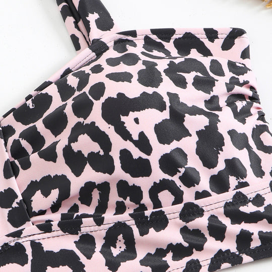 Damen Triangel-Bikini mit modischem Leopardenmuster und durchdachten Trägerdetails R&B
