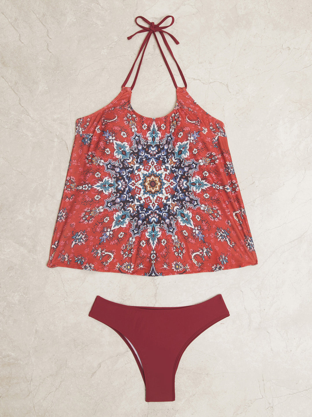 Damen Tankini-Set mit modischem Muster und lässigem Schnitt R&B
