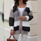 Damen modische Strickjacke mit einzigartigem Muster und lässigem Schnitt R&B