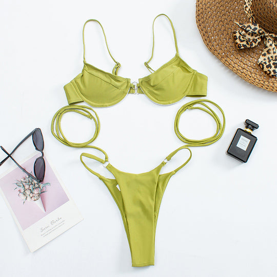 Damen Floral gemusterter Triangel-Bikini mit innovativem Bindesystem R&B