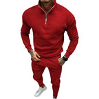 Herren nan athletisches Lounge-Set aus French Terry mit Halbzip-Stehkragen und konischer Jogginghose R&B