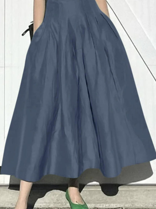 Damen Eleganter Midirock mit fließendem Schnitt und seitlichen Taschen R&B