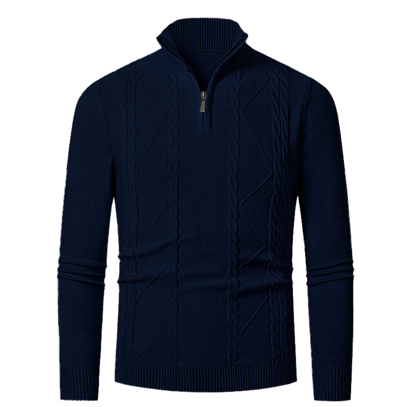 Herren Strickpullover mit Halb-Zip und strukturiertem Muster R&B