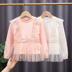 Mädchen Sweatshirt mit Rüschen und Tüllsaum R&B