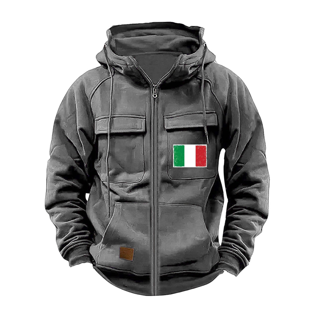 Herren modische Kapuzenjacke mit praktischen Taschen und verstellbarem Kragen R&B