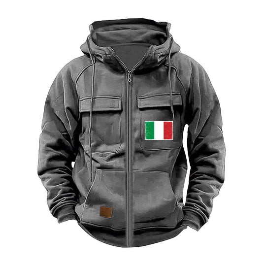 Herren modische Kapuzenjacke mit praktischen Taschen und verstellbarem Kragen R&B