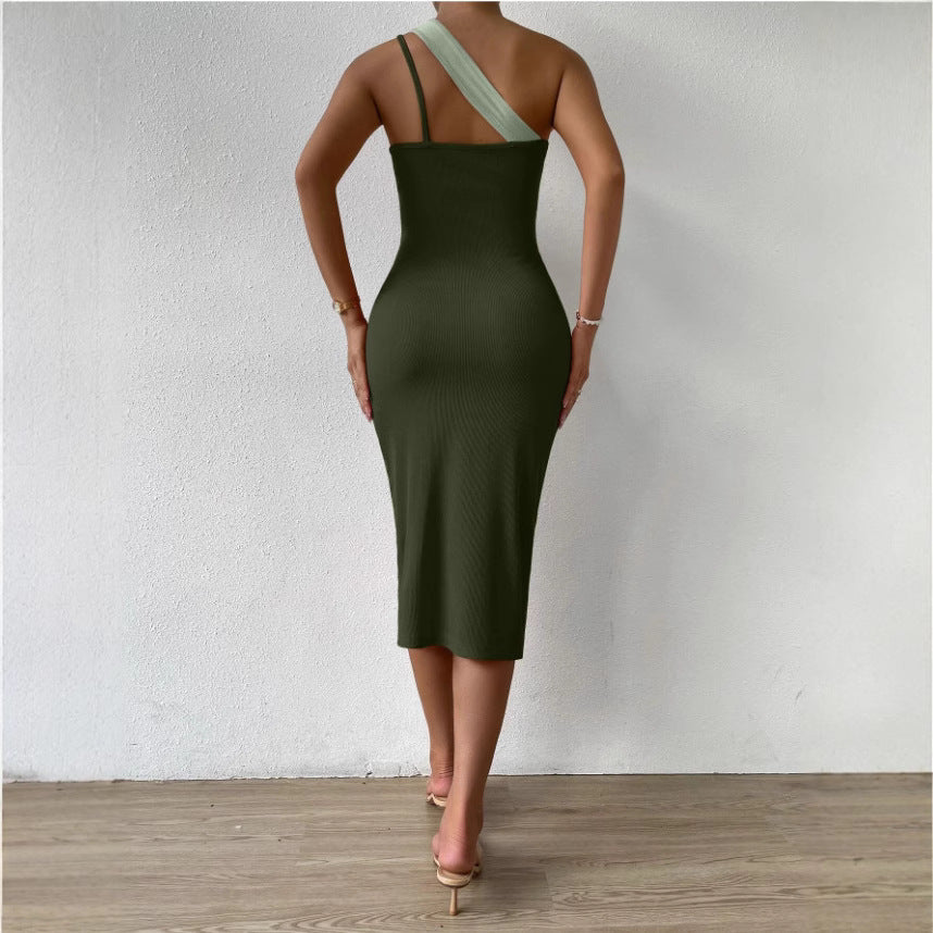 Damen Asymmetrisches Minikleid mit raffiniertem Schnitt und tiefem Schlitz R&B