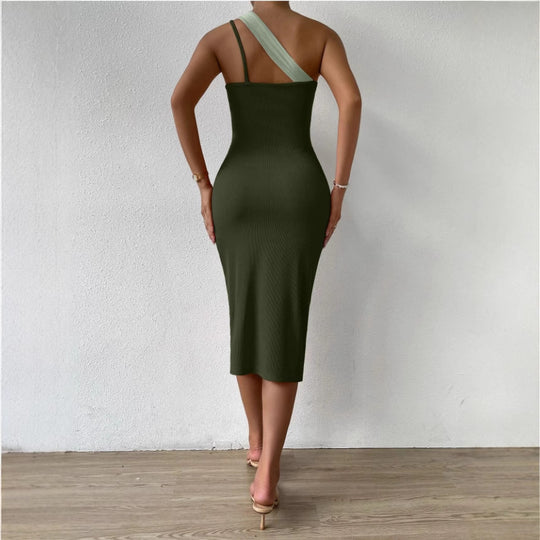 Damen Asymmetrisches Minikleid mit raffiniertem Schnitt und tiefem Schlitz R&B