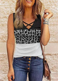 R&B | Damen Leopard Patchwork V-Ausschnitt Top