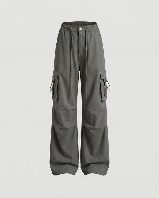 Damen Paperbag-Cargohose mit hohem Bund seitlicher Raffung und verstellbarem Saum R&B