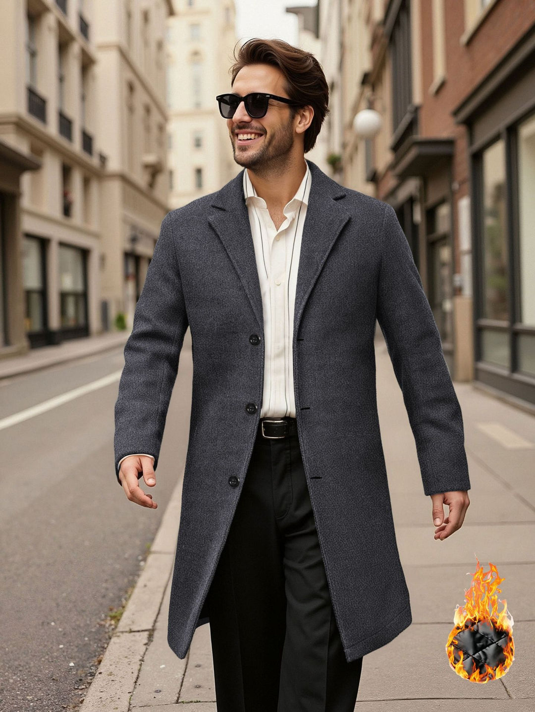 Herren eleganter doppelreihiger Mantel R&B