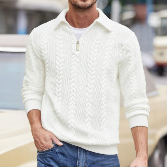 Herren eleganter Strickpullover mit Reißverschluss R&B