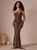 Damen Elegantes One-Shoulder Maxikleid R&B