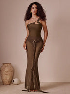 Damen Elegantes One-Shoulder Maxikleid R&B