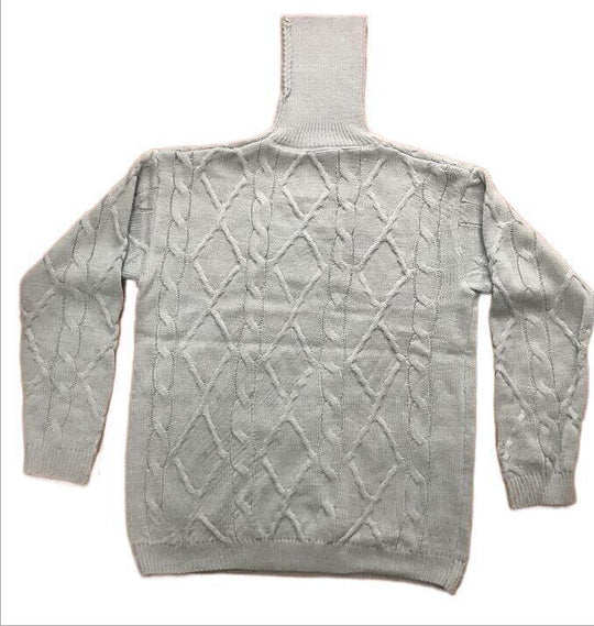 Herren Strickpullover mit hohem Kragen und strukturiertem Zopfmuster R&B