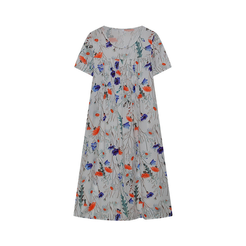 Damen Maxikleid mit floralem Design und weiten Ärmeln