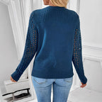 Damen Strickpullover mit netzartigem Ärmeldesign R&B