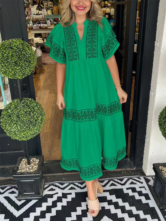 Damen Maxikleid mit eleganten Stickereien R&B