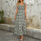 Damen Maxikleid mit schulterfreiem Design und floralem Muster R&B
