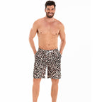 Herren Badeshorts im modernen Leopardenmuster mit verstellbarem Bund R&B