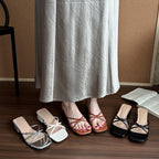 Damen elegante Sandalen mit kunstvollen Riemchen und blockiertem Absatz R&B