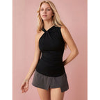 Damen Sportliches Tank-Top mit gefaltetem Ausschnitt und asymmetrischem Schnitt R&B