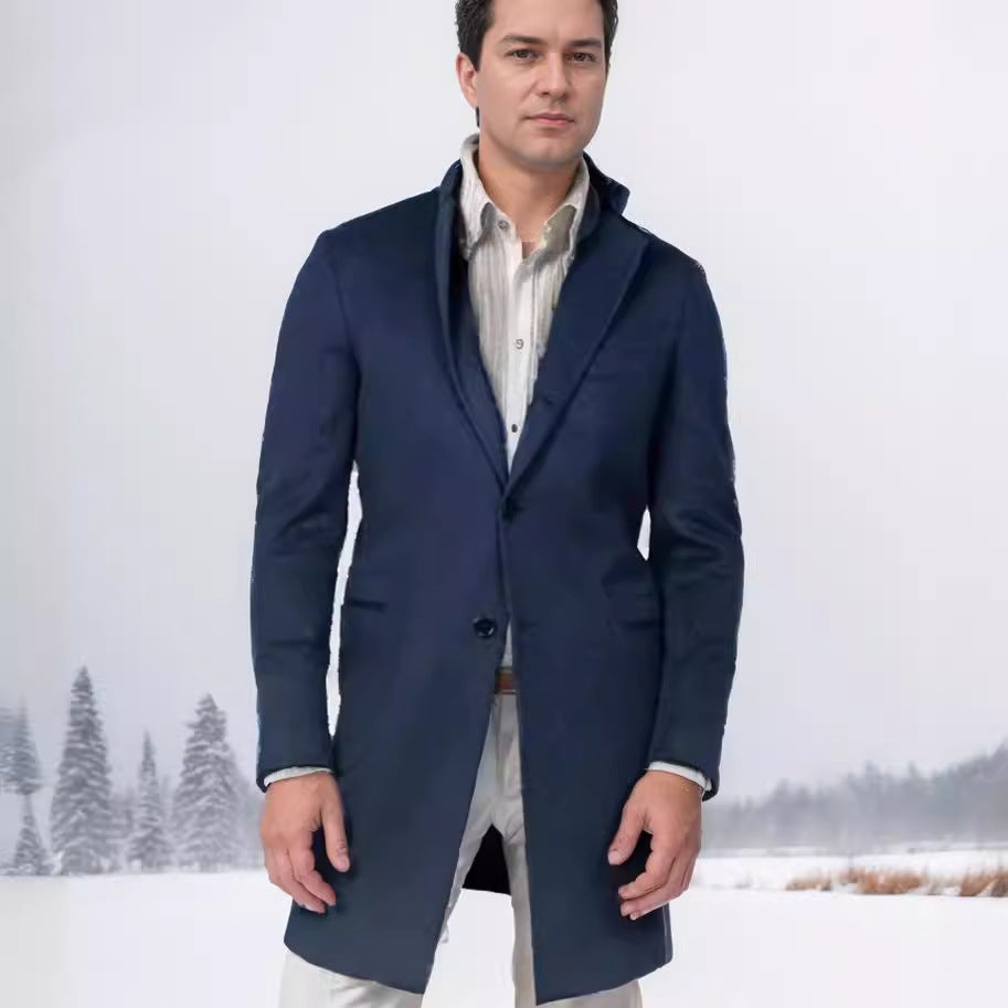 Herren eleganter, taillierter Übergangsmantel aus hochwertiger Wolle R&B