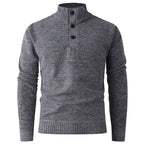Herren Strickpullover mit modernem Stehkragen und dekorativen Knopfdetails R&B