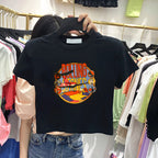 Damen Kurzärmeliges T-Shirt mit kreativem Printdesign und lockerer Passform