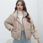 Damen Stilvolle kariert Steppjacke R&B